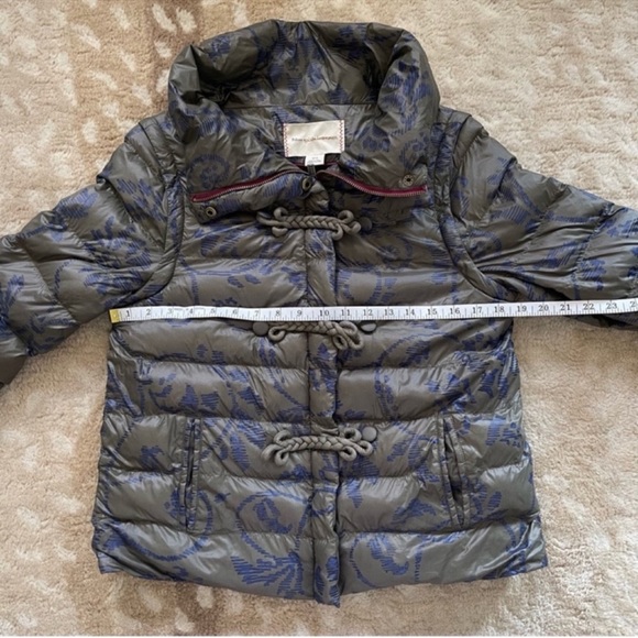 Anthropologie Convertible Floral Puffer Quilted Jacket Vest In Green Blue Size S - Picture 6 of 13